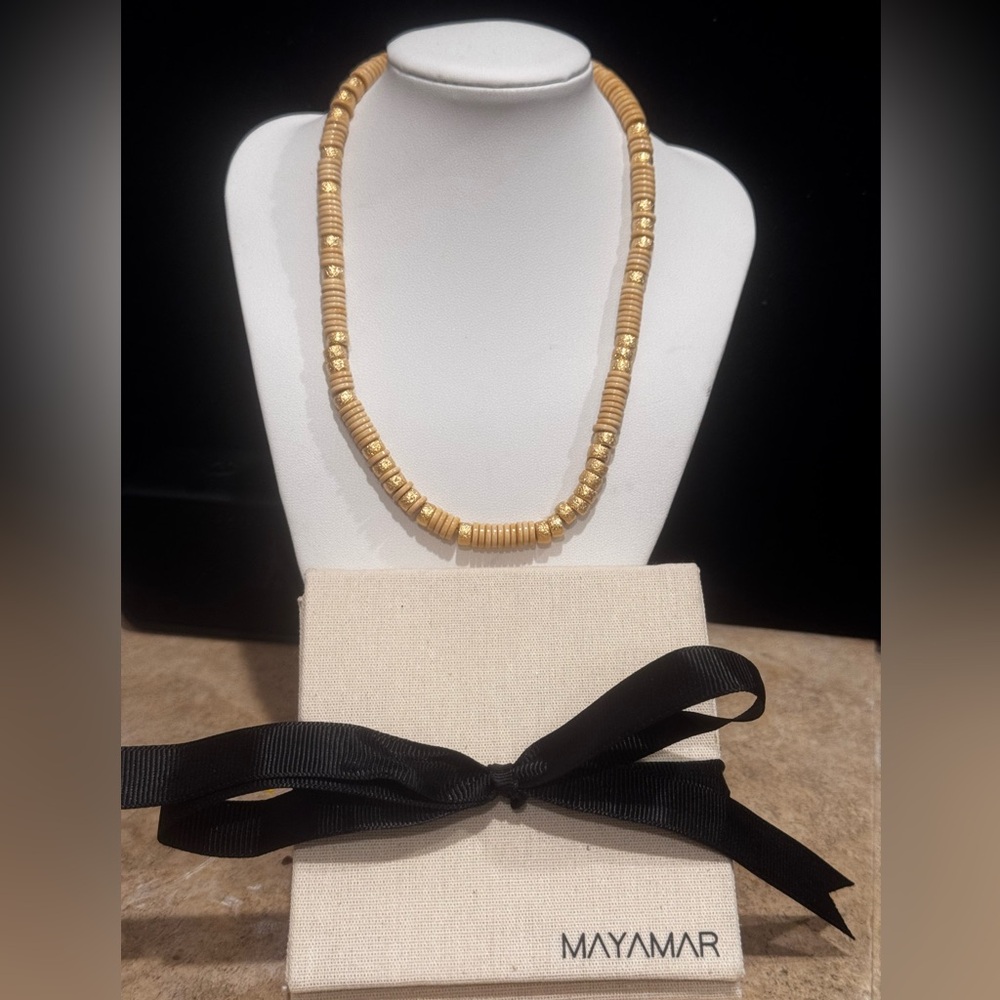 MAYAMAR Pukka Bold Beaded Choker 15-17 inch 24K Gold Plating NIB